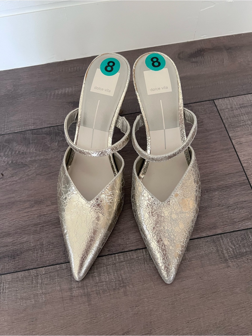 Dolce Vita Metallic Gold Pointed Mule with Strap